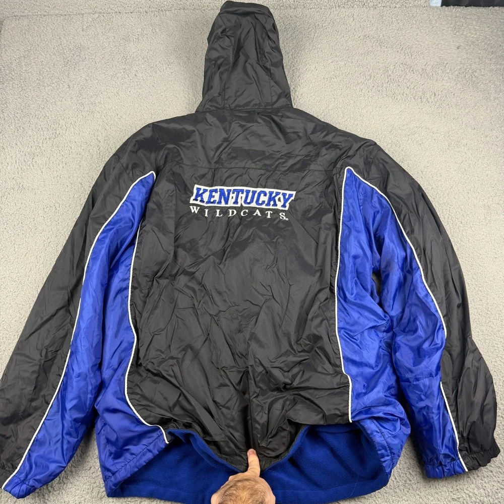 Kentucky Wildcats Jacket Mens XL Black Blue Reversible Fleece Windbreaker BMOC